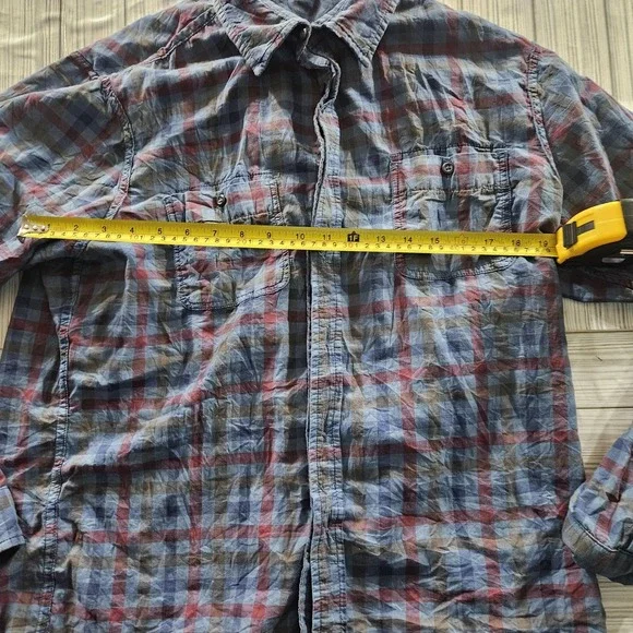 Tailor Vintage Shirt Mens Large Blue Red Plaid Long Sleeve Button‎ Down Pockets - Picture 3 of 7